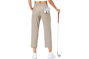Ksmien Women's Golf Pants Lightweight High Waisted 7/8 Ankle Pant with 4 Pockets for Athletic Lounge Travel Work