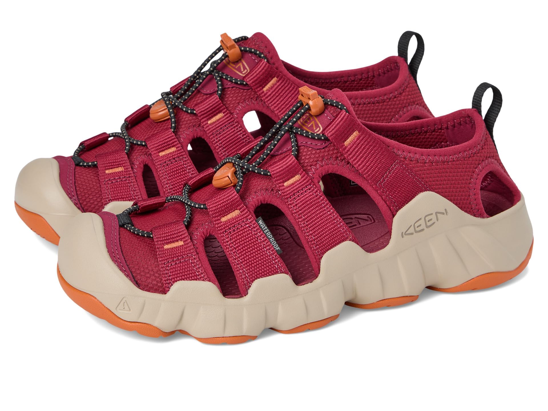 KEEN Men’s Hyperport H2 Breathable Easy On Comfortable Hiking and Water Sandals, Tibetan Red/Gold Flame, 12