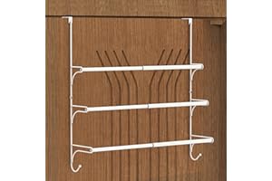 AULEDIO Adjustable Over The Door Triple Towel Rack with Hooks,White
