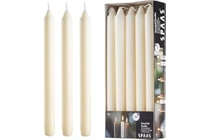 RAMBUE 9.5 Inch Ivory Taper Candles - Set of 10 Cream Candlesticks - Dripless Ivory Candlesticks for Dinner Table, Home Decoration, Holidays - Cream Candle Sticks with 8 Hour Burn Time
