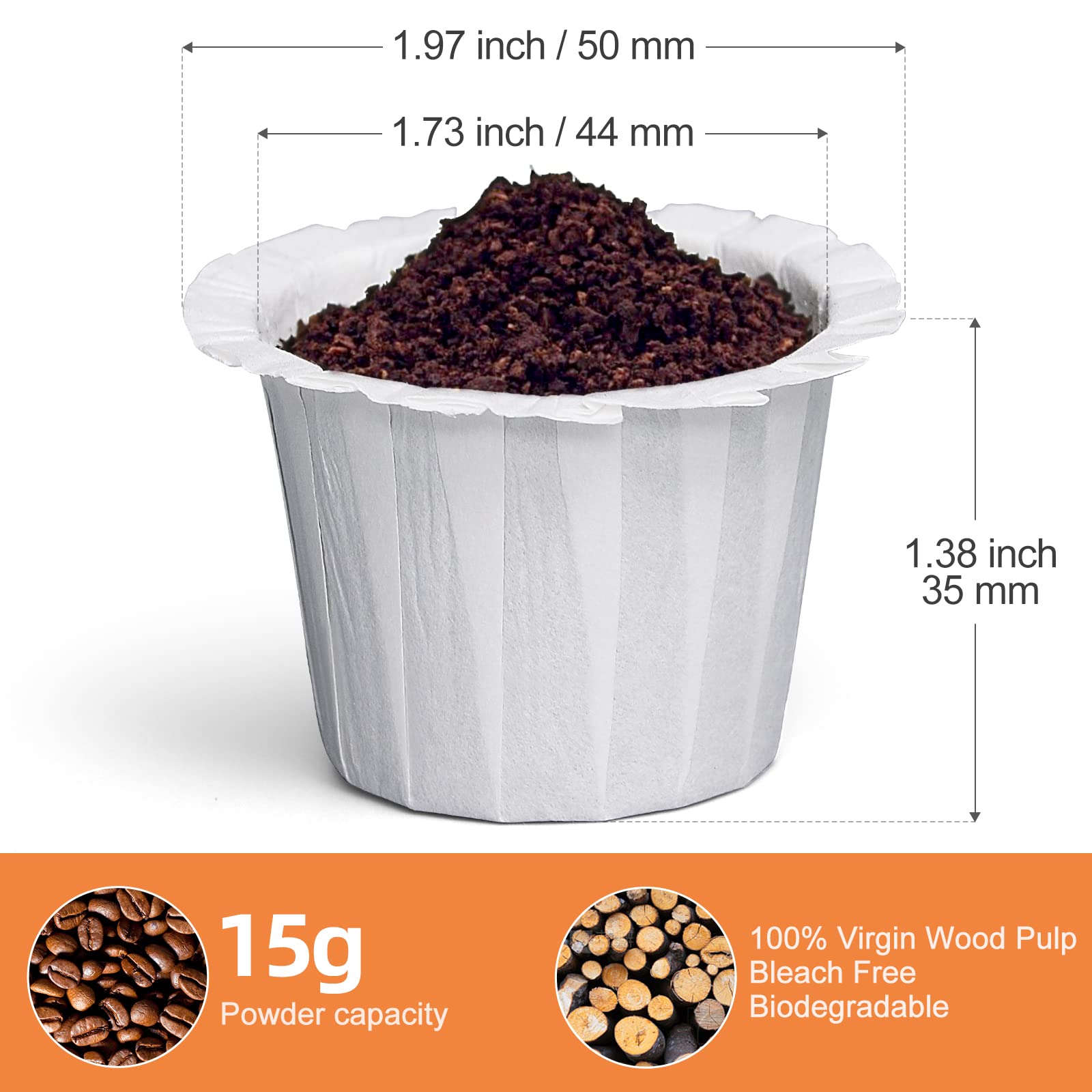 100 Count Fanativita K Cup Coffee Filters Disposable for Keurig Single Cup, Compatible with All Reusable K Cups (White)