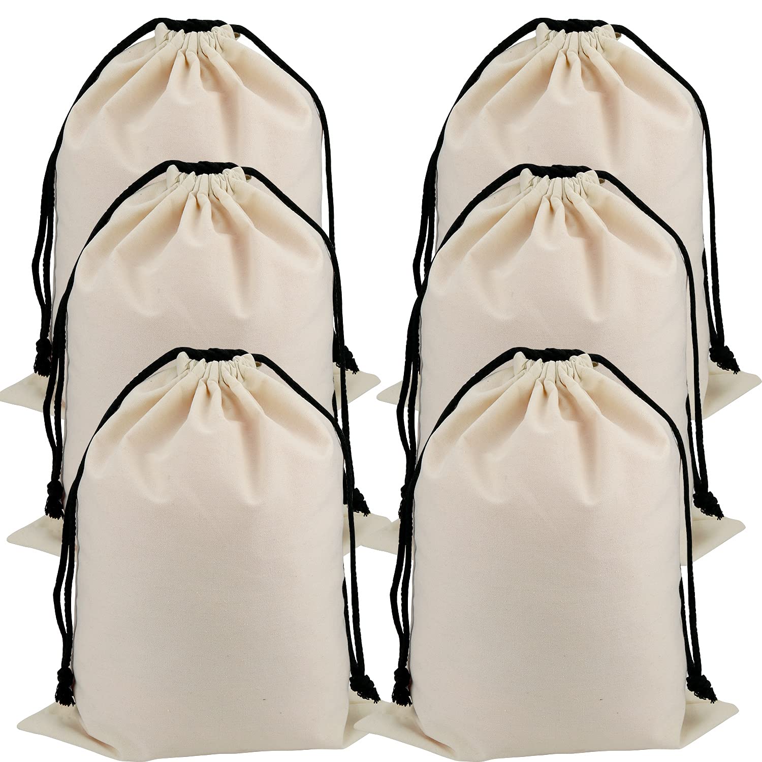 Set of 6 Cotton Travel Portable Shoes Storage Bags Organizer with Drawstring (6PCS L Size) 22.8 x 18.9 inches (58 x 48cm)