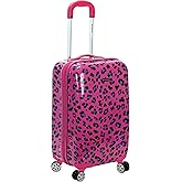 Rockland Safari Hardside Spinner Wheel Luggage, Magenta Leopard, Carry-On 20-Inch