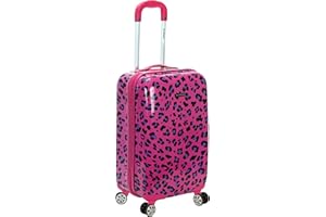 Rockland Safari Hardside Spinner Wheel Luggage, Magenta Leopard, Carry-On 20-Inch