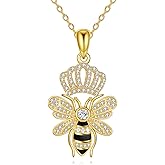 AINFQY Bee Necklace Queen Bee Pendant 925 Sterling Silver Jewelry Gifts for Women Mom