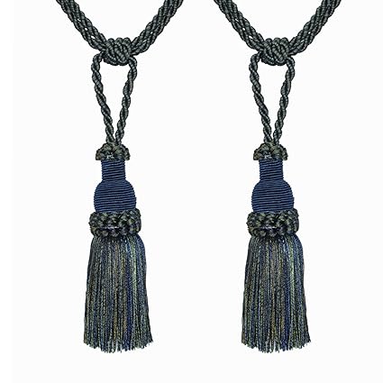 Deco Window 5(L) x 1.5(W) Tieback Geet Cord Rap Set of 2 Peacock Mix