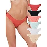 Ameetorie 6 pack Seamless Underwear for Women Sexy No Show Bikini Panties Lace Ladies low waist Invisible Cheeky
