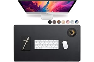 Leather Desk Pad 36" x 20", Vine Creations Office Desk Mat Waterproof Black - Premium Quality - Smooth Mouse Writing Surface - Maximum Protection Dual-Sided Pu Leather Blotter for Desk Office/Home