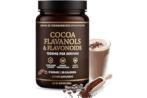 HOCHORNK High Flavanol Cocoa Powder, 1200mg Cocoa Flavanols, Flavonoids & 600mg Epicatechin, Improve Circulation, Energy, Supports Heart Health & Brain Function (1, Gram, 150)