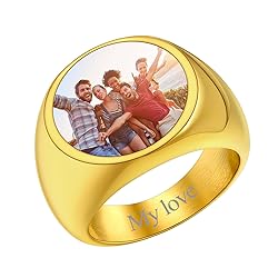 FindChic Customized Signet Photo Rings Round Chunky