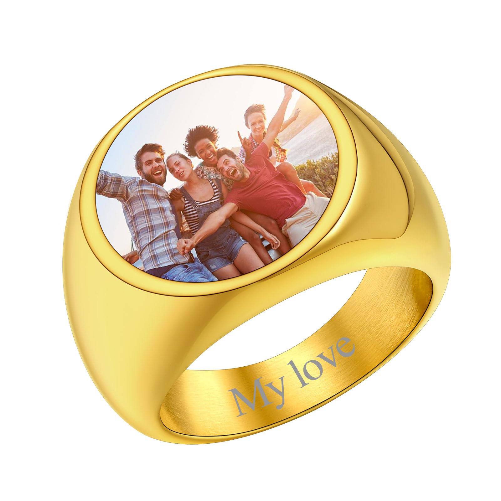 FindChic Customized Signet Photo Rings Round Chunky