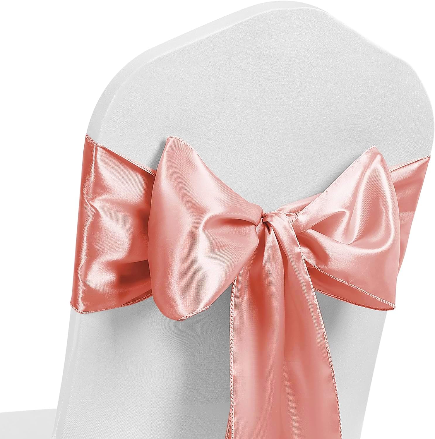 Satin Chair Sash WIDER FULLER BOWS Chair Sashes Bow Back Tie Ribbon Wedding Banquet Decoration (Dusty Pink, 50)