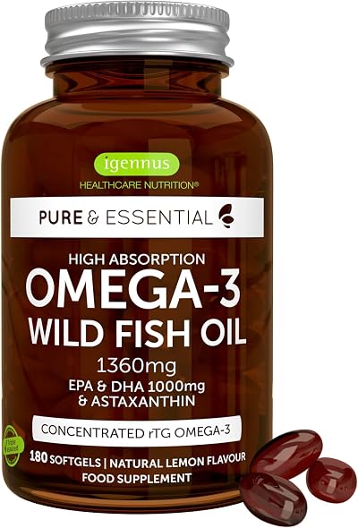 Igennus Omega-3 Wild Fish Oil 1360mg EPA DHA rTG 180 Softgels IFOS Certified