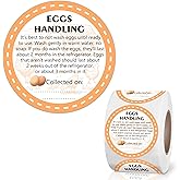 2 Inch Farm Fresh Eggs Carton Labels, Writable Label Round Egg Handling Stickers Self Adhesive Egg Packaging Stickers for Chicken (500 Pcs)