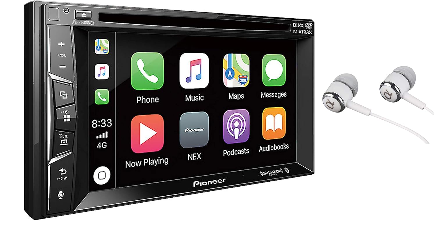 Pioneer Multimedia Double-Din In-Dash 6.2" WVGA Display DVD Receiver Apple CarPlay/Built-in Bluetooth/SiriusXM-Ready/AppRadio Mode/ Spotify & Pandora WITH FREE ALPHASONIK EARBUDS