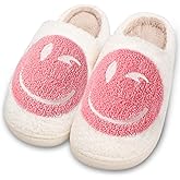 Smile Face Slippers for Women and Men, Retro Comfy Warm Soft Fuzzy Plush Slip-On House Shoes Funny Cute Happy Smile Home Winter Warmies Pillow Cloud Memory Foam Fluffy Slipper for Indoor & Outdoor