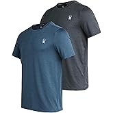 Spyder Mens Athletic Shirts - 2 Pack Performance Stretch Short Sleeve Dri Fit Shirts for Men - Gym Workout Fitness Clothing