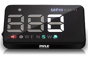 Pyle 3.5’’ Car HUD - Head-Up Display Multi-Color Windshield Screen Projector Vehicle Speed & GPS Navigation Compass, Plug & Play - (PHUD12)