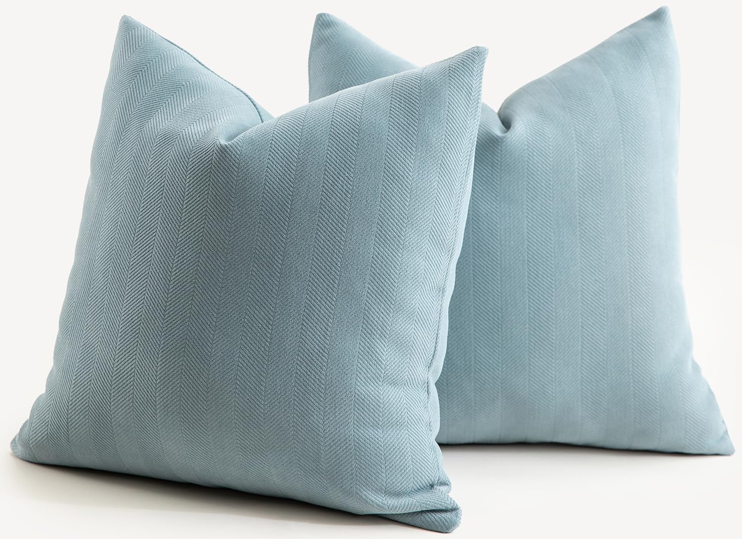 Mandioo Pack of 2 Chenille Cushion Covers Soft Comfortable Durable Throw Pillow Cases for Home Decor Sofa Couch Living Room Bedroom 24 x 24 Inch 60x60 cm Light Blue