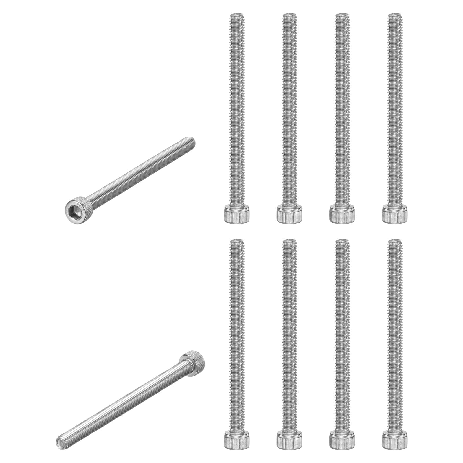 M METERXITY 10-Pack Socket Head Cap Screws Bolts M6x80mm 1mm Pitch Button Head Socket Screws 304 Stainless Steel Hex Socket Bolts [Silver]