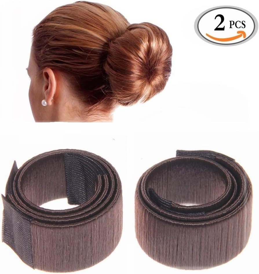 Sikenuo Fashion Women Hair Styling Disk Hair Clip-Beautiful Donut Bun Maker Former Foam French Twist Hairstyle Clip DIY Tool for Doughnuts Hair Bun Make,Black (2 brown)