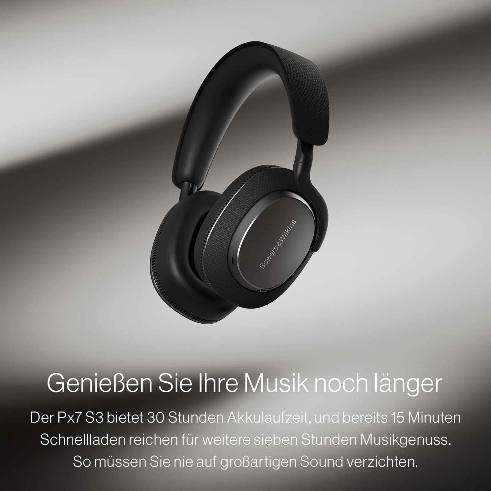 Bowers & Wilkins Px7 S3 Over-Ear-Kopfhörer mit Geräuschunterdrückung, kabellos, aptX™ Lossless, Schnellladung, 30 Stunden Wiedergabe, 8 integrierte Mikrofone - Anthrazitschwarz 5