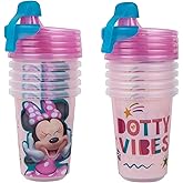 The First Years Take & Toss Disney Minnie Mouse Sippy Cups - Reusable Toddlers Cups with Lids - Kids Party Pack with 2 Travel Caps - 10 Oz - 10 Count