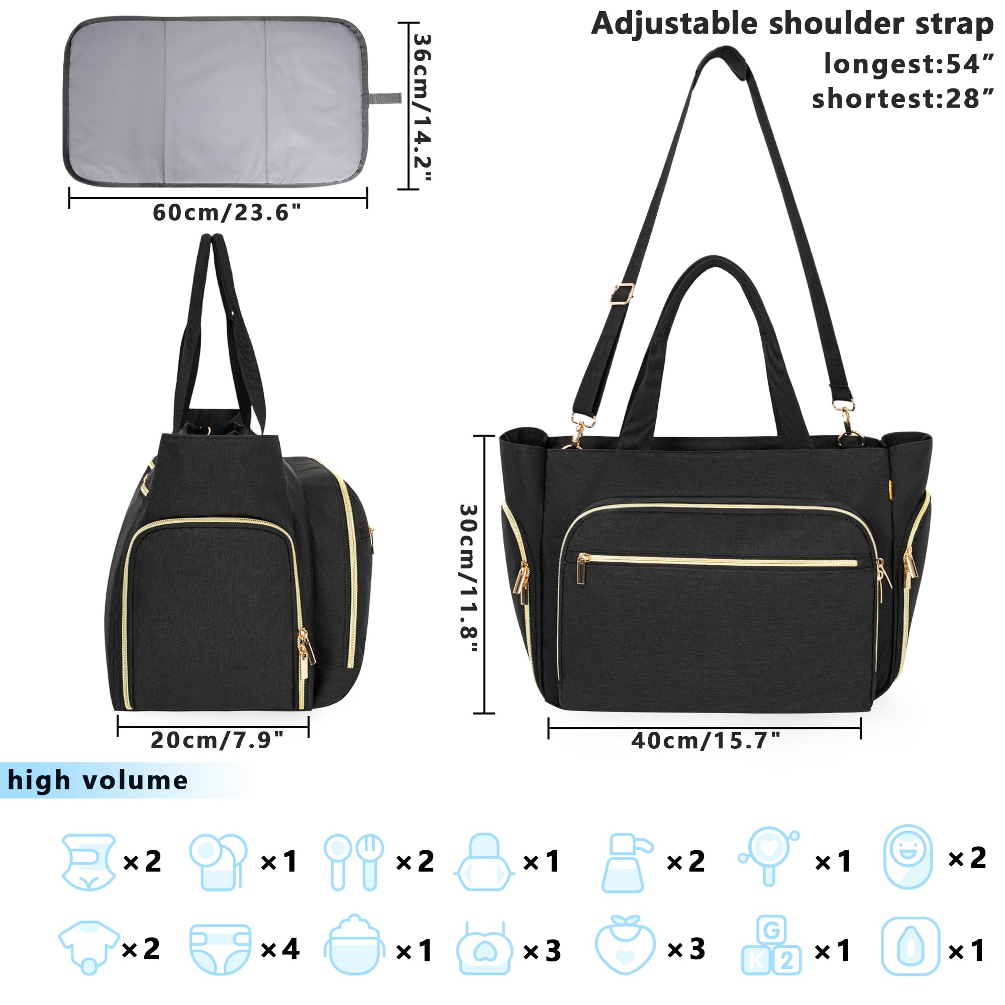 TORIBIO Breast Pump Bag for Spectra S1/S2, Medela, Rainyb, Elvie, Evenflo, Breastfeeding Mom Bag Diaper Tote Bag with 15