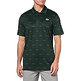 Lacoste Men's Regular Fit UV Protect All-Over Print Golf Polo Shirt, Forest Green/Flour, XX-Large