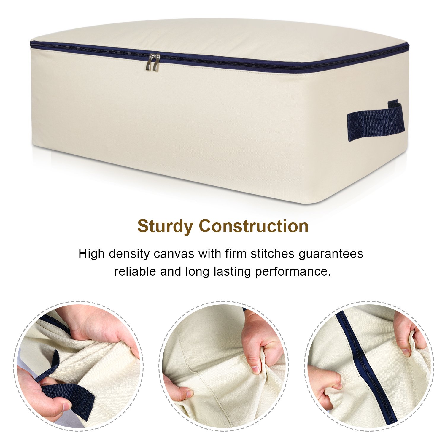 Lifewit Cotton Canvas 100L Large Storage Bags Foldable Underbed Storage