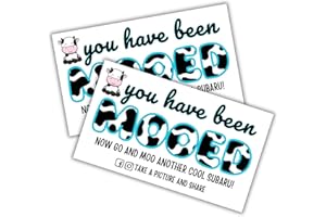 Lashicorn Moo Moo Subaroo You Have Been Mooed Card Tags | 50 Pack Moo Moo Cards Attach to Cow Ducks, Can Cozies, Rubber Cow Moo Moo Bracelets SUV Car Game