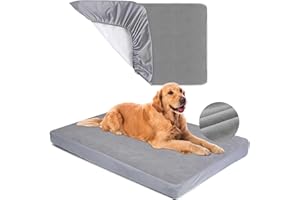 LOTUFLOR Dog Bed Covers Replacement 100% Waterproof for Dog Bedding Washable Grey 2 Pack 27" x 36" M
