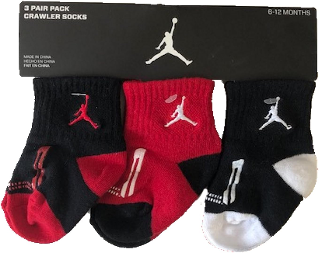 Nike Jordan Baby Boy's Crew Socks, 3 Pairs, Shoe 612