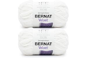 Bernat Velvet White Yarn - Pack of 10.5oz/300g - Polyester - #5 Bulky - 315 Yards - Knitting & Crochet
