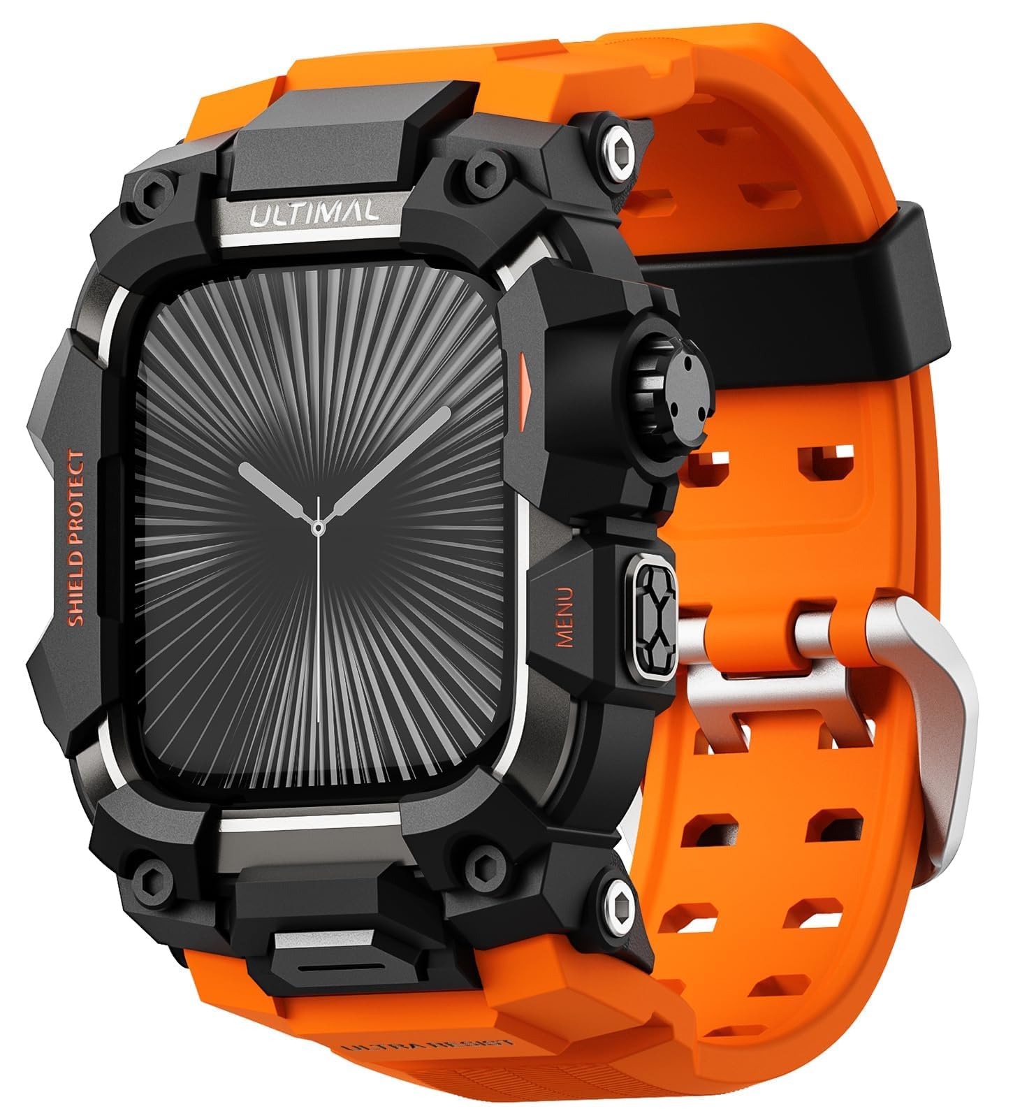 Photo 1 of ULTIMAL Rugged Case with Band for Apple Watch 46mm,Compatible with Apple Watch Series 10, Military Grade Shockproof Bumper Cover for iWatch Tactical Band Men (46mm,Orange)