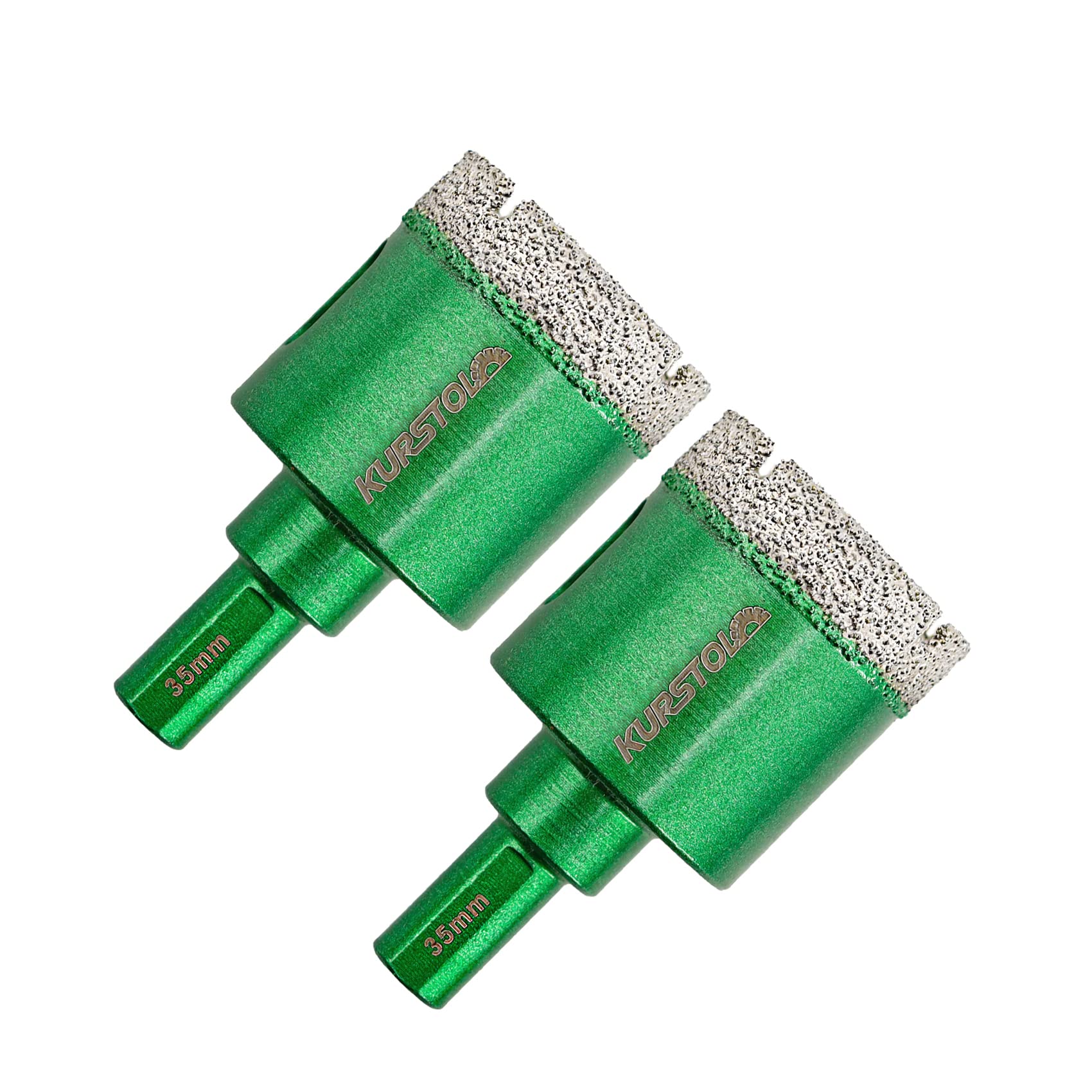 Porcelain Tile Diamond Drill Bits - 2pcs 1-3/8"/35mm Dry Diamond Hole Saw Triangle Shank for Ceramic Marble Granite Stone,Diamond Core Drill Bit Kit Fixed on Drills — image 1
