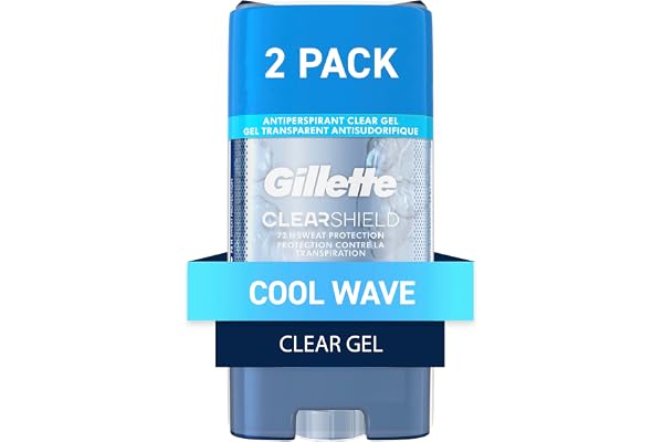Gillette Clear Gel Antiperspirant and Deodorant for Men Cool Wave, 108g (Pack of 2)