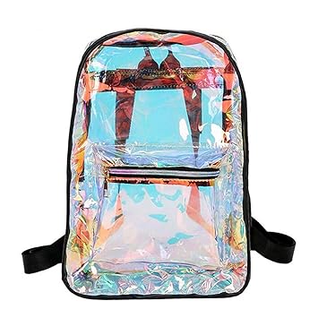 Amazon Com Women Clear Pvc Laser Hologram Backpack Transparent