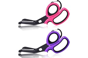MEUUT 2 Pack Medical Scissors Trauma Shears with Carabiner design, 7.5" Fluoride Coated Non-stick Blades Bandage Scissor for Nurses, EMT, Household, outdoors