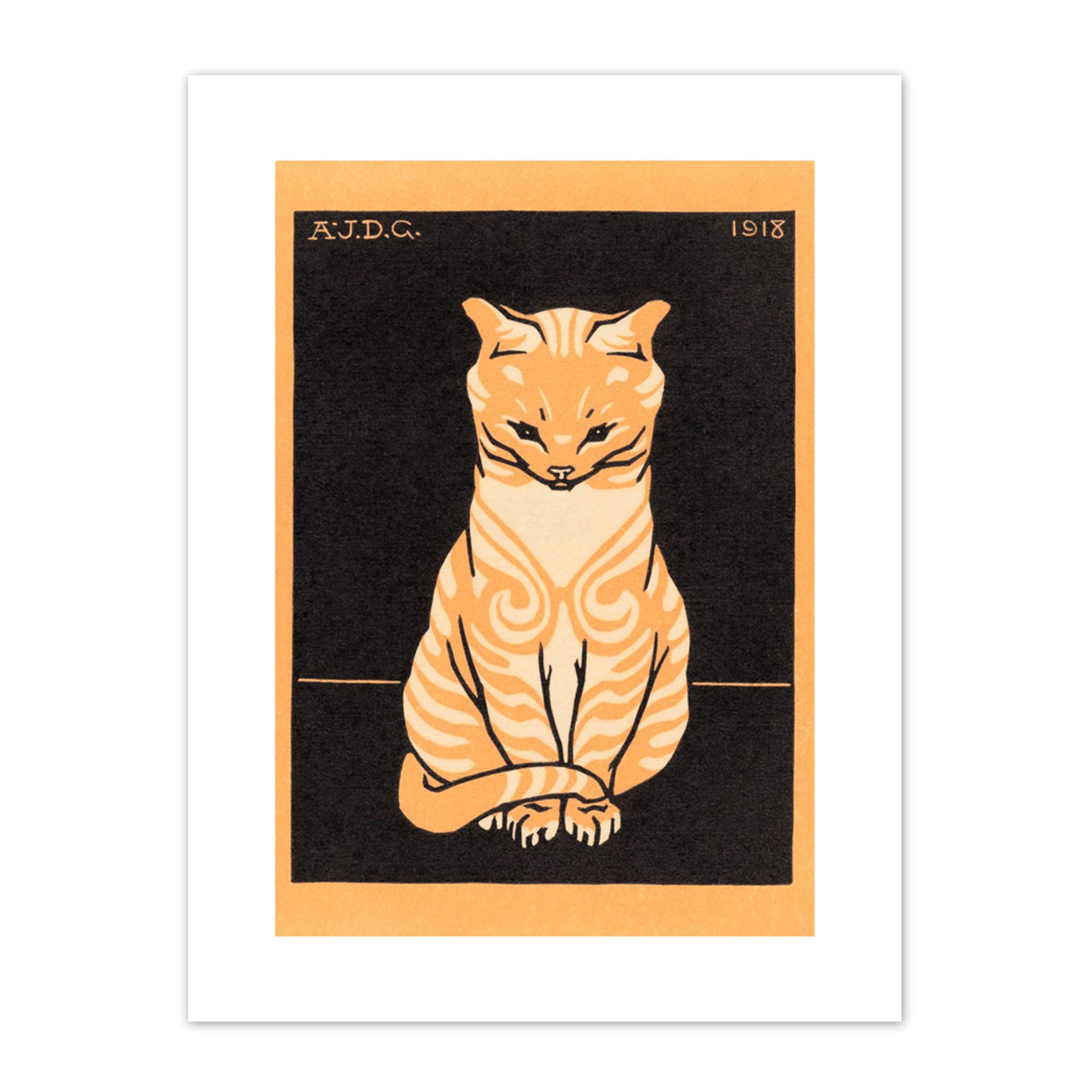 Wee Blue Coo Sitting Tabby Cat Julie De Graag Art Print Canvas Premium Wall Decor Poster