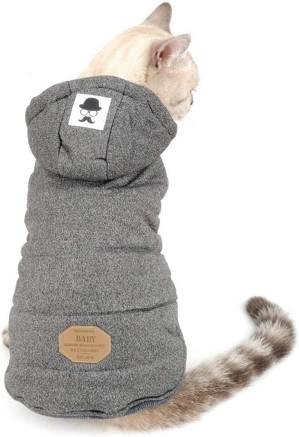 SELMAI Hoodies for Cats Dog Coats Winter Warm Jackets Cotton Clothing Fleece Pet Clothes for Dogs Small Girls Boys Chihuahua Puppy Yorkie Walking Playing Outdoor Cold Weather Windproof Gray M - Image 3