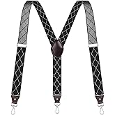 Vauhse Suspenders for Men, Adjustable Suspenders with Elastic Straps Y-Back Construction Heavy Duty for Work