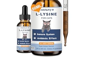 SANTKOL L-ysine Supplement for Cats | Cat Immune Support Supplement | 60ML Cat Lysine for Feline Respiratory, Sneezing, Runny Nose, Eye Function | Natural Cat Antibiotic Drops | Lysine Treats for Kittens