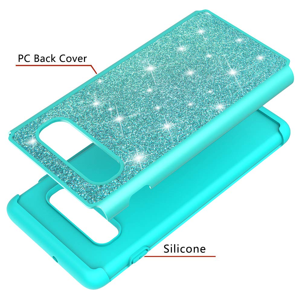 Miituuele Galaxy S10 Plus Case, Glitter Case Sparkle Bling, Shining Heavy Duty Protection Dual Layer Hybrid Protective Armor Hard Cover Girls Women Cute Case for Samsung Galaxy S10 Plus (Green)