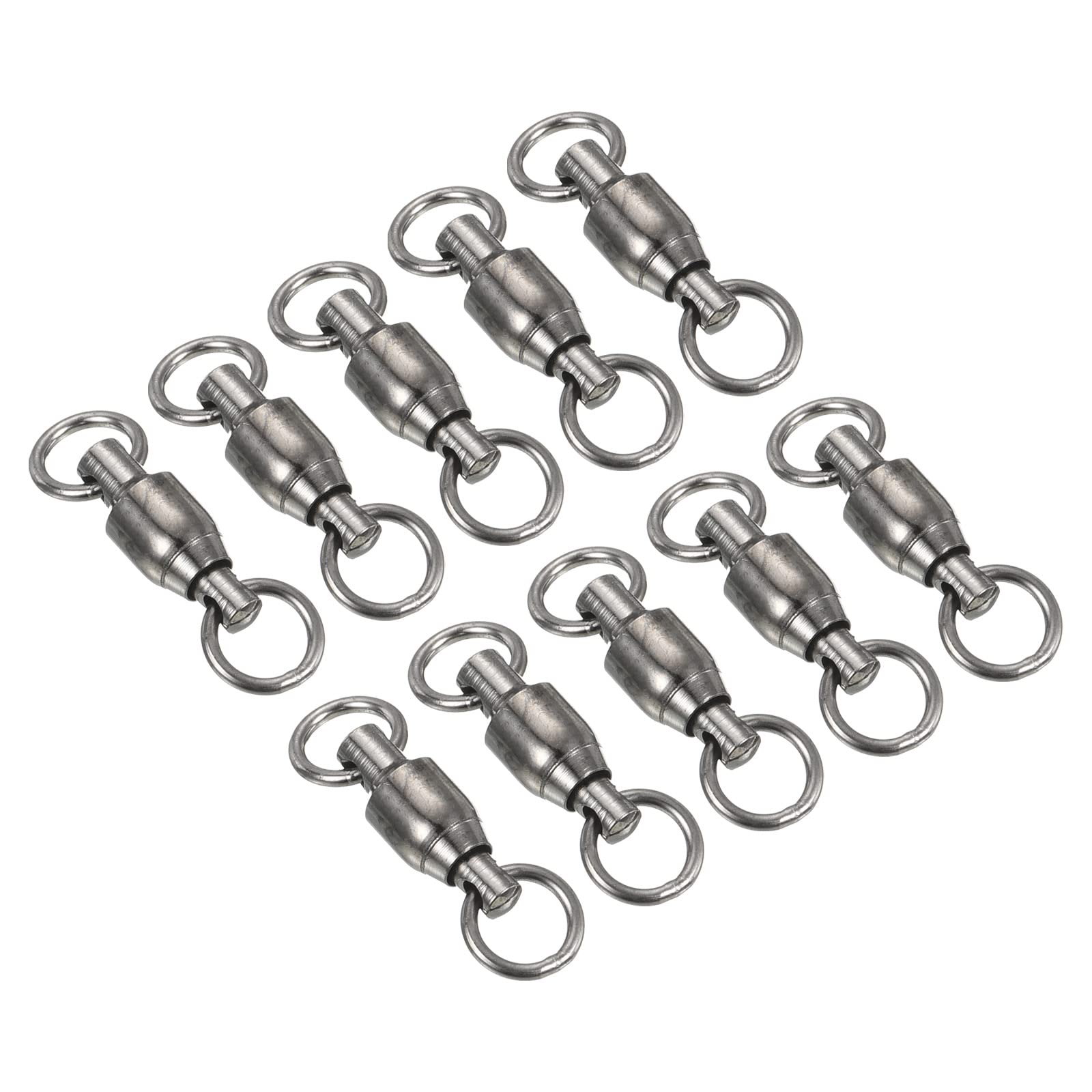 PATIKIL Ball Bearing Swivel, 10 Pack 72lb Carbon Steel Solid Welded Ring Fishing Tackle Connector, Black