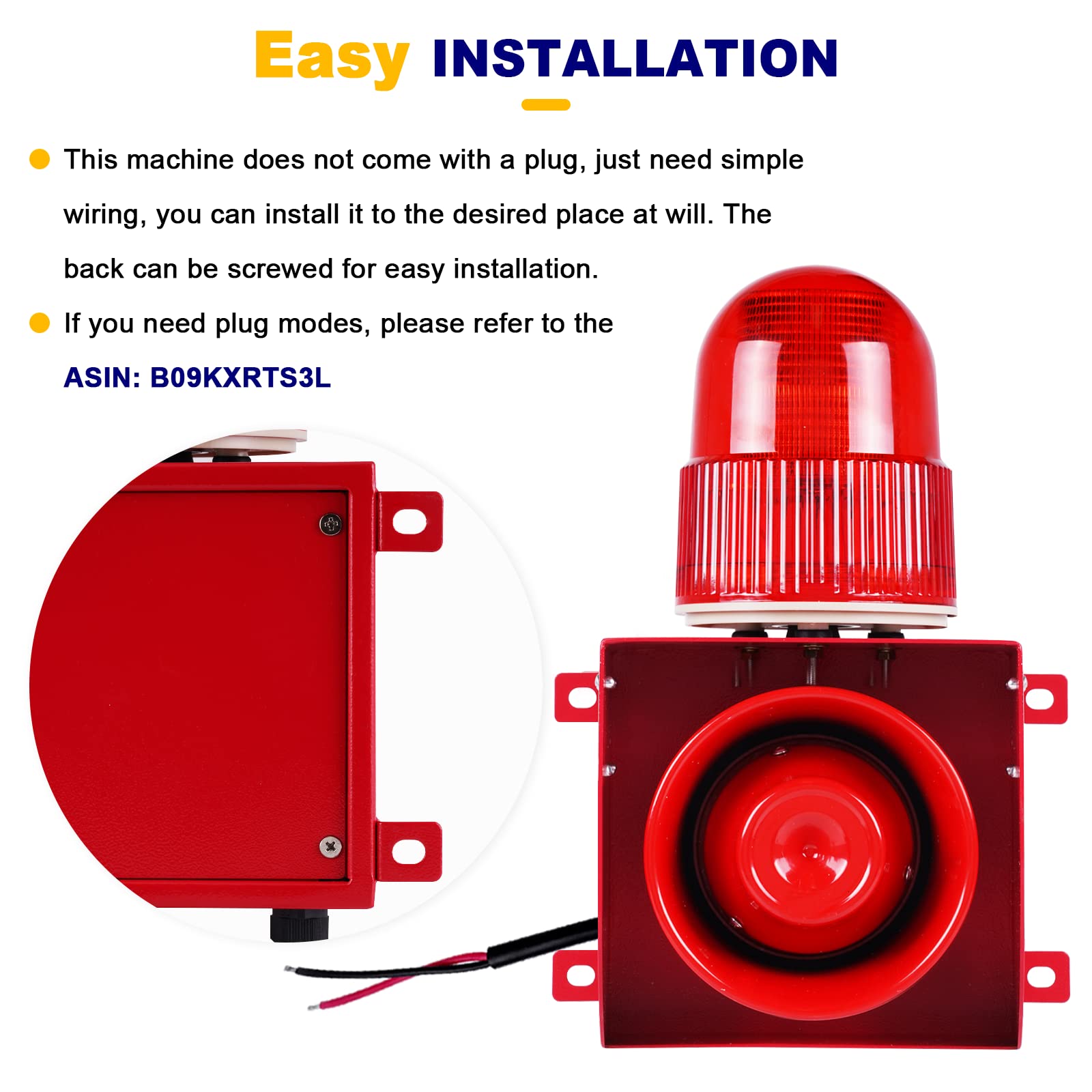 Saladulce 120dB Industrial Siren Alarm IP65 Outdoor Siren with Strobe Light, Sound and Light Alarm for Office, Business, Factory, Intruder, Residence (AC 110V)