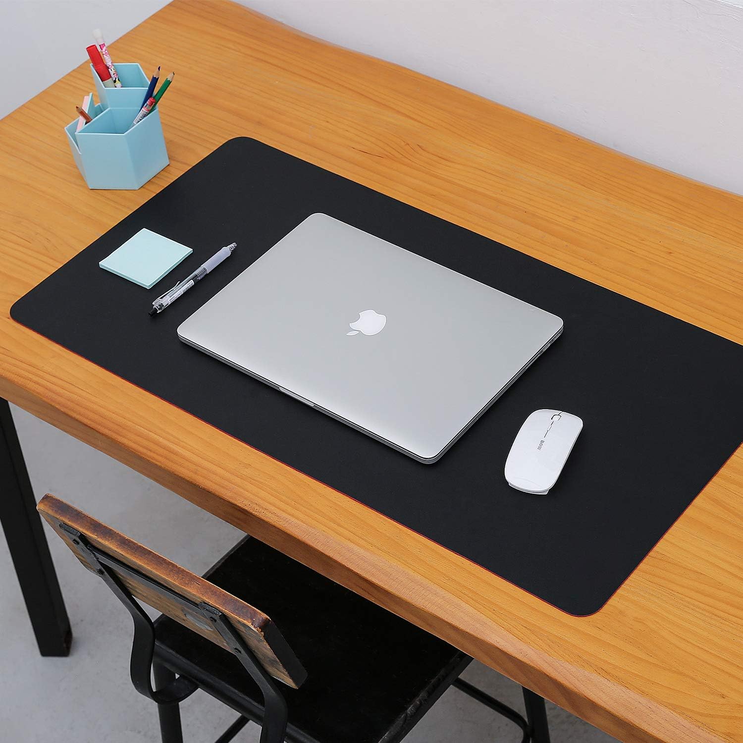Dual-Sided Desk Pad (31.5 x 15.7"), Waterproof Leather Office Desk Mat, PU Mouse Pad, Desk Cover Protector, Desk Writing Mat for Office/Home/Work/Cubicle (Black/Red) : Office Products