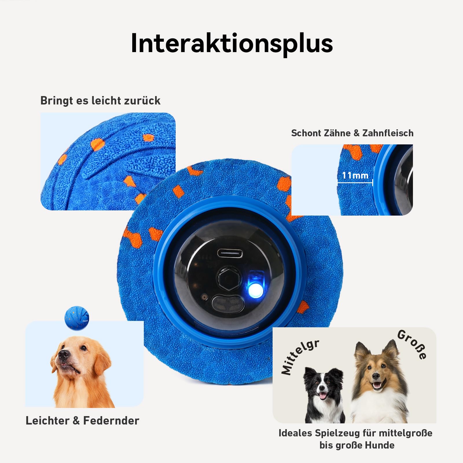 Cheerble Wicked Ball AIR - Interaktiver Hundeball mit 3 Spielmodi, Blau 7
