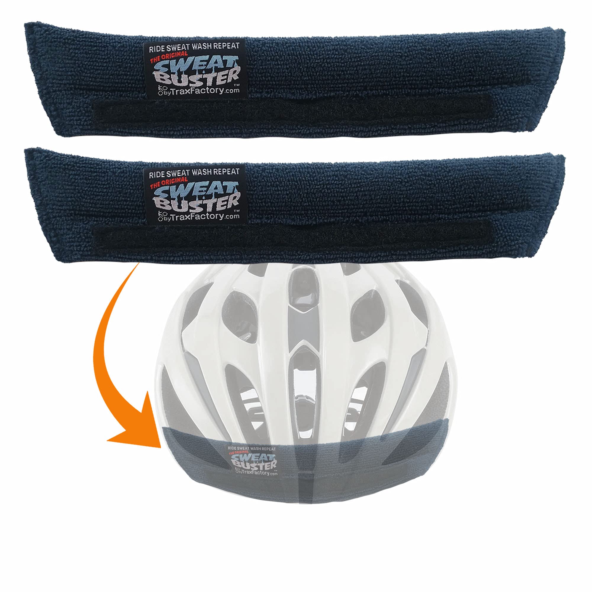Sweat Buster Bike Helmet Sweatband – Stop Sweat Dripping, Ride Cooler, Premium Comfort, Simple Helmet Integration & Quick Removal for Washing. Mountain Bike, Road Bike, Cycling. (2 Pack, Navy Black)
