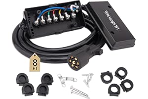 LUCKYSLYCYC Trailer Wiring Harness,7 Pin Trailer Plug,7 Way Trailer Wire,with Box,Designed for RV Trailers, caravans, Food Vans and Other Towed Vehicles (8 Feet)